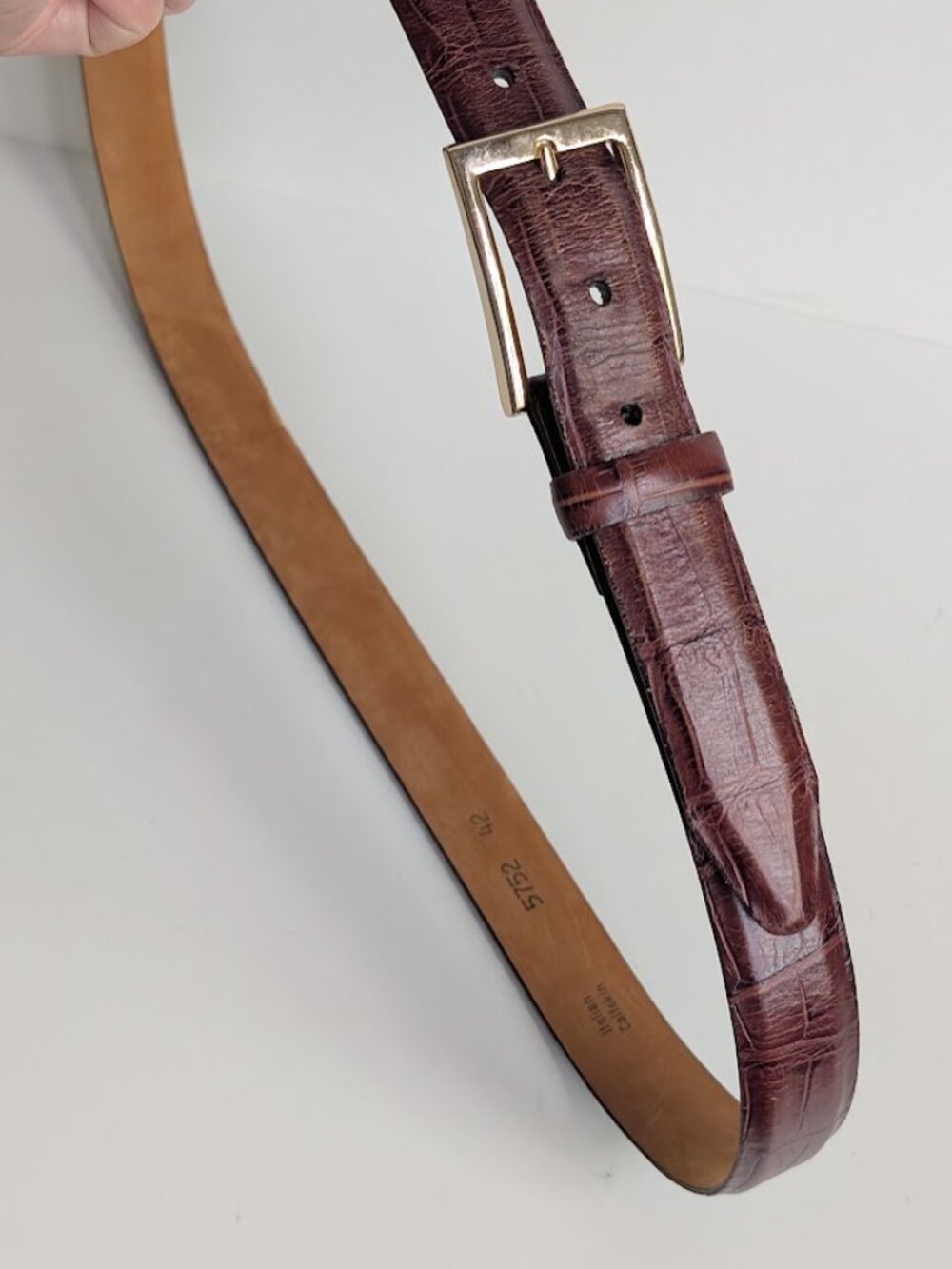 Remo Tulliani Mens Italian Calfskin Brown Leather Belt Embossed Detail Sz:42